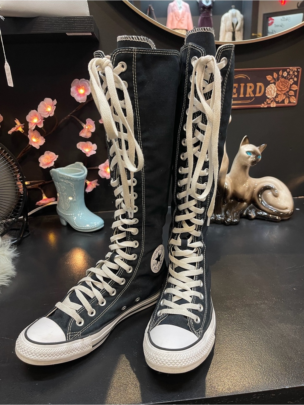 Converse Chuck Taylor All Star Knee-High Black Lace-Up Sneakers